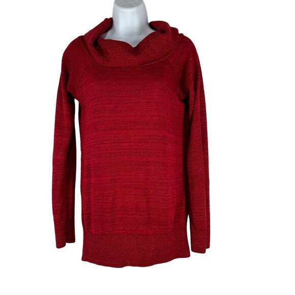 AB Studio Women's Red Knit Cowl Neck Sweater Size M - Picture 1 of 9